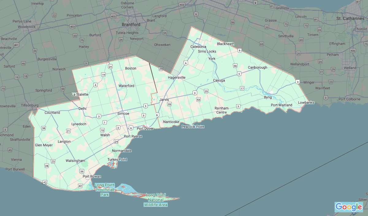 Map Haldimand Norfolk County