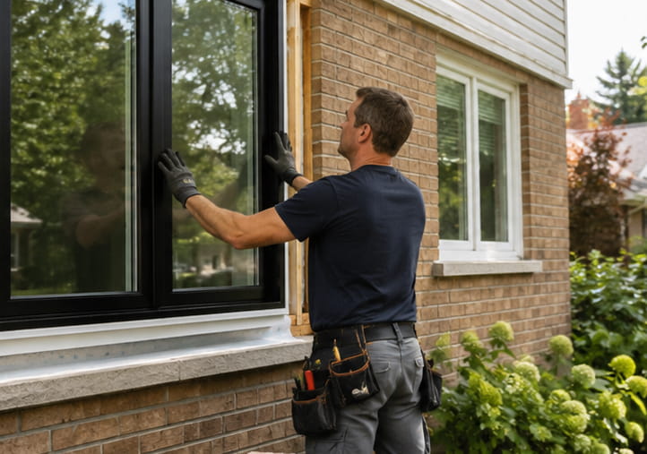 Man installing new windows home investment